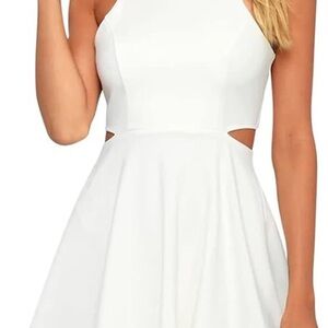 Elegant White Sleeveless Cutout Dress